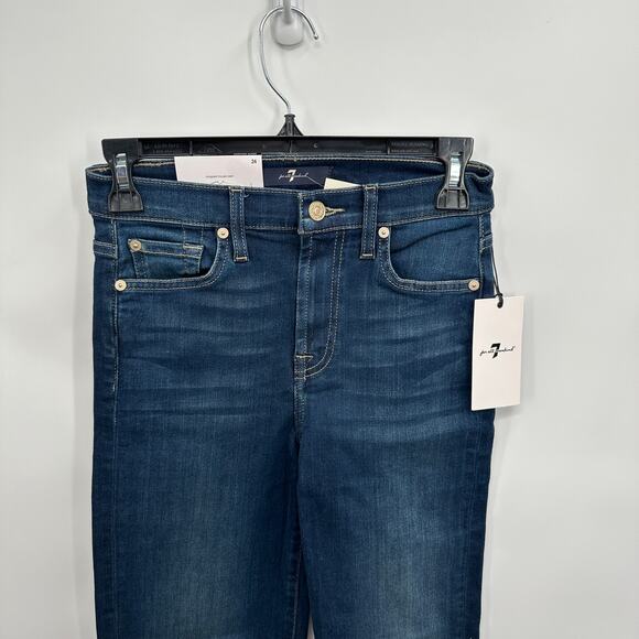 7 FOR ALL MANKIND NWT Alexa Cropped Trouser Wide Leg Raw Hem Jean // 00 - Picture 6 of 15